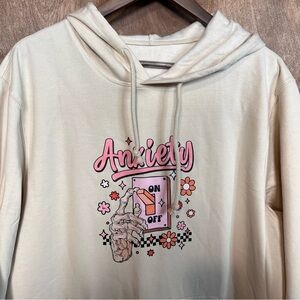 Anxiety on/off hoodie cream large